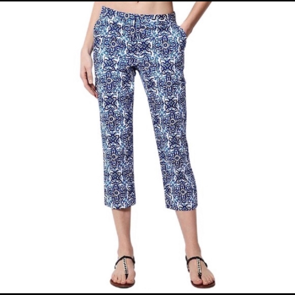 Milly Blue Mosaic Print Capri